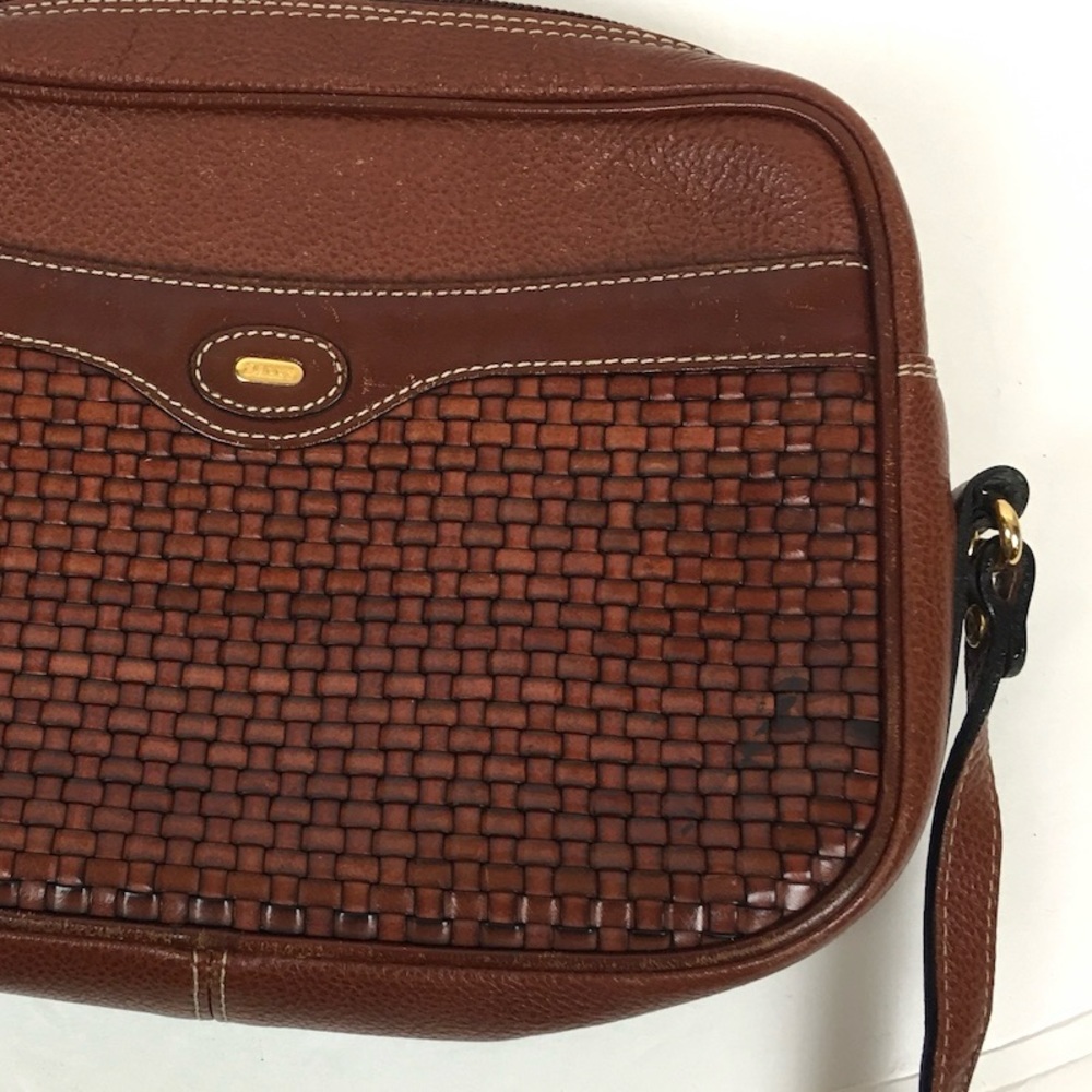 BALLY Woven Cognac Soft Leather Crossbody Bag 10” x 7” x 3” - Picture 12 of 12